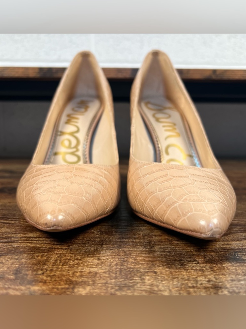 Sam Edelman Heels Nude Croc Pumps Stiletto Point Toe Business Women's 8 - Picture 3 of 12